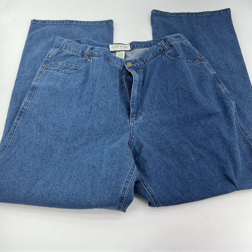 Orvis Bootcut Stretch Denim Indigo Jeans Mom Size 14 NWT